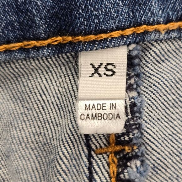 MUJI Women's XS 4 Way Stretch Wide Leg Medium Wash Blue Denim Jeans - Picture 15 of 16